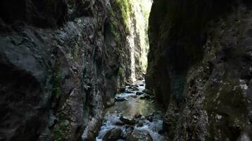 joven hombre extremo deporte cañón río foto