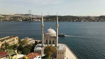 Aerial view Muslim Ortakoy Mosque photo