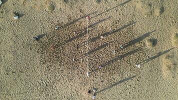 Volleyball sand beach aerial drone shot photo