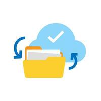 Auto backup file to cloud storage concept illustration flat design vector eps10. simple, modern graphic element for landing page ui, infographic, icon