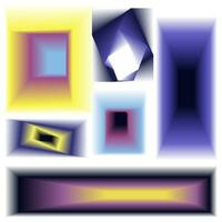 A set with elements of blurred gradient rectangles in the Y2k style with linear shapes, blurred aura elements. A modern minimalistic design element with blurred gradients. Vector multicolored