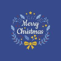 tarjeta postal con texto alegre Navidad con Navidad decoraciones y tipografía diseño. vector