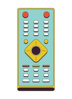 TV remote control buttons 2D linear cartoon object. Remote controller for television equipment isolated line vector element white background. Watching tv device color flat spot illustration