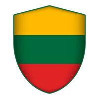 Lithuania flag in shield shape. Vector illustration.