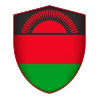 Malawi flag in shield shape. Vector illustration.