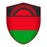 Malawi flag in shield shape. Vector illustration.