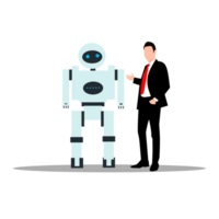 businessman and robot on transparent background png