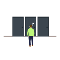man standing in front of doors png