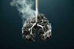 Concept of smoking cigarette harmful to the lungs. Generative AI. photo