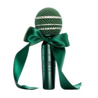 Green Wireless mic with bow isolated on a transparent background AI Generative png