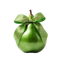 Fruits in a gift box shape with bow isolated on a transparent background AI Generative png