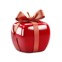 Red Gift box with bow isolated on a transparent background AI Generative png