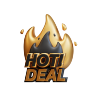 3D Hot Deal for mega sale promotion discount. 3D Rendering icon e-commerce. png