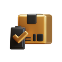 3d box package with check mark. delivery concept accepted. 3D Rendering icon e-commerce. png