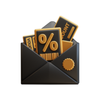 3D envelope containing many special discount gifts. Shopping sale promotion. 3D Rendering icon e-commerce. png