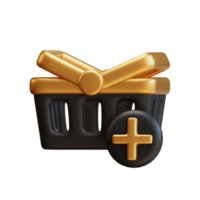 3D Shopping basket Completed order and service. Shopping sale promotion. add to cart. 3D Rendering icon e-commerce. png