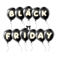 3d representación negro globos con negro viernes letras png