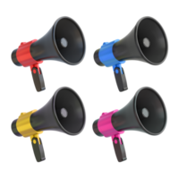 3D Rendering Colorful Portable Megaphone Set png