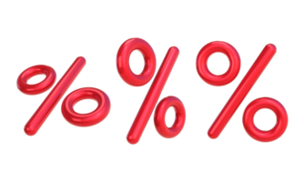 3D Rendering Red Percent Symbol Set png