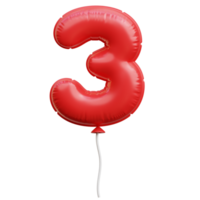 Balloon Number Three 3D Icon Illustrations png