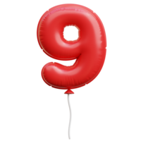 Balloon Number Nine 3D Icon Illustrations png