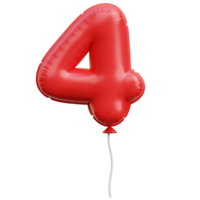 Balloon Number Four 3D Icon Illustrations png