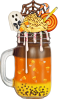 Watercolor hand drawn halloween milkshake png