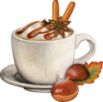 Watercolor hand drawn hot flavoured coffee png