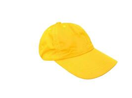 amarillo béisbol gorra aislado en un blanco antecedentes foto