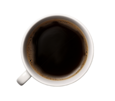 Black coffee in white cup isolated on transparent background png