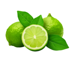 Green limes isolated on transparent background png