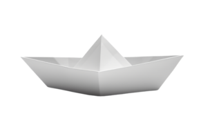 Origami white paper boat isolated on transparent background png