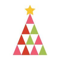 Geometric Christmas tree vector illustration on white background. Merry Christmas and Happy New Year greeting card template.