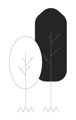 Autumn trees black and white 2D line cartoon object. Forest, city park, garden. Fall trees isolated vector outline item. September season. October landscape monochromatic flat spot illustration