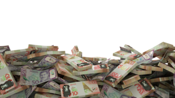 3d le rendu de une lot de piles de Nouveau zélande dollar Remarques propager à le sur bas de filtrer. 3d le rendu png