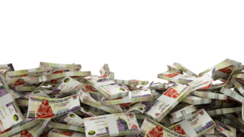 3D rendering of A lot of stacks of Egyptian pound notes spread at the on bottom of screen. 3d rendering png