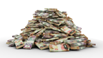 Big pile of stacks of 100 New Zealand dollar notes a lot of money isolated over transparent background. 3d rendering of bundles of cash png