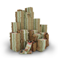 Big stacks of 100 New Zealand dollar notes. A lot of money isolated on transparent background. 3d rendering of bundles of arranged cash png