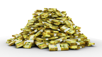 Big pile of stacks of Solomon Islands Dollar  notes a lot of money isolated over transparent background. 3d rendering of bundles of cash png