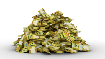 Big pile of Solomon Islands Dollar notes. A lot of money isolated on transparent background. 3d rendering of bundles of cash png