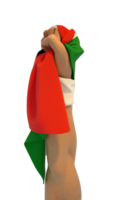 Hand fist holding Palestinian flag. Hand lifted and grabbing flag isolated on transparent background. 3d rendering of Flag wrapped around fist png