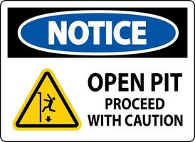 Notice Sign Open Pit Proceed With Caution vector