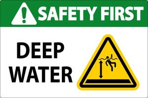 Safety First Sign Deep Water vector