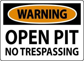 Warning Sign Open Pit - No Trespassing vector