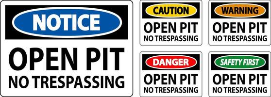 Danger Sign Open Pit - No Trespassing vector