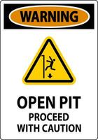 Warning  Sign Open Pit Proceed With Caution vector