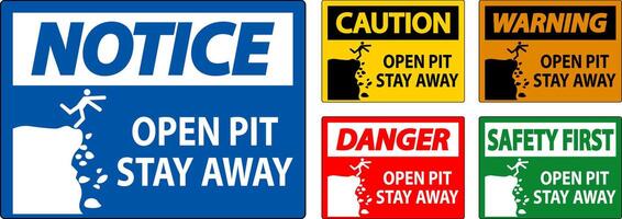 Danger Sign Open Pit, Stay Away vector