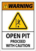 Warning  Sign Open Pit Proceed With Caution vector