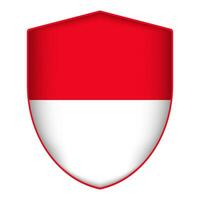 Monaco flag in shield shape. Vector illustration.