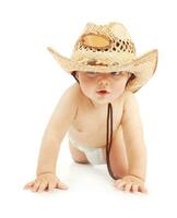 pequeño chico en vaquero sombrero foto
